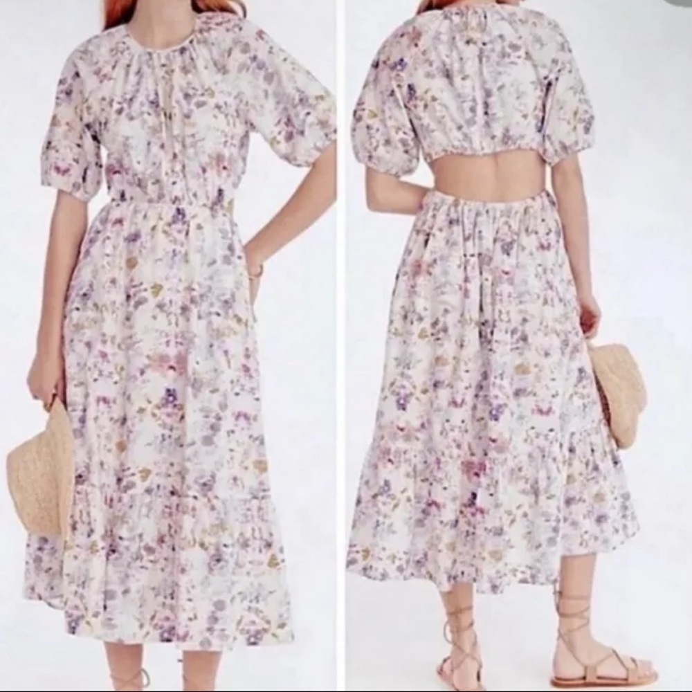 J. Crew Floral Puffed‎ Sleeve Dress Cottage Prairie Women's 12